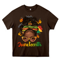 Chocolate Brown afro messy bun juneteenth Heavy Core Tee - texasbilliewilder