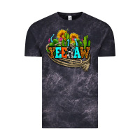 Cloud Black yeehaw and cactus with horseshoe Vintage Tee - AdoDesignShop