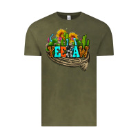 Vintage Olive yeehaw and cactus with horseshoe Vintage Tee - AdoDesignShop