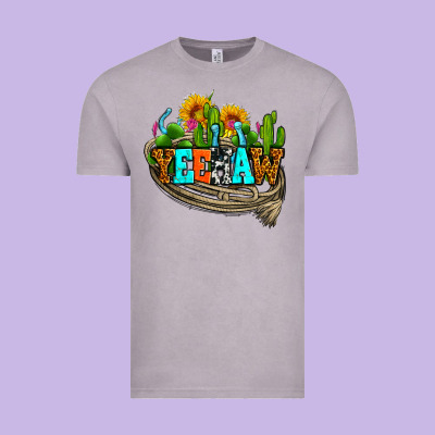 Yeehaw And Cactus With Horseshoe Vintage Tee Designed By Adodesignshop
