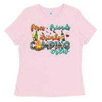 Bubblegum Pink fires friends drinks camping crew Ladies Tee - texasbilliewilder