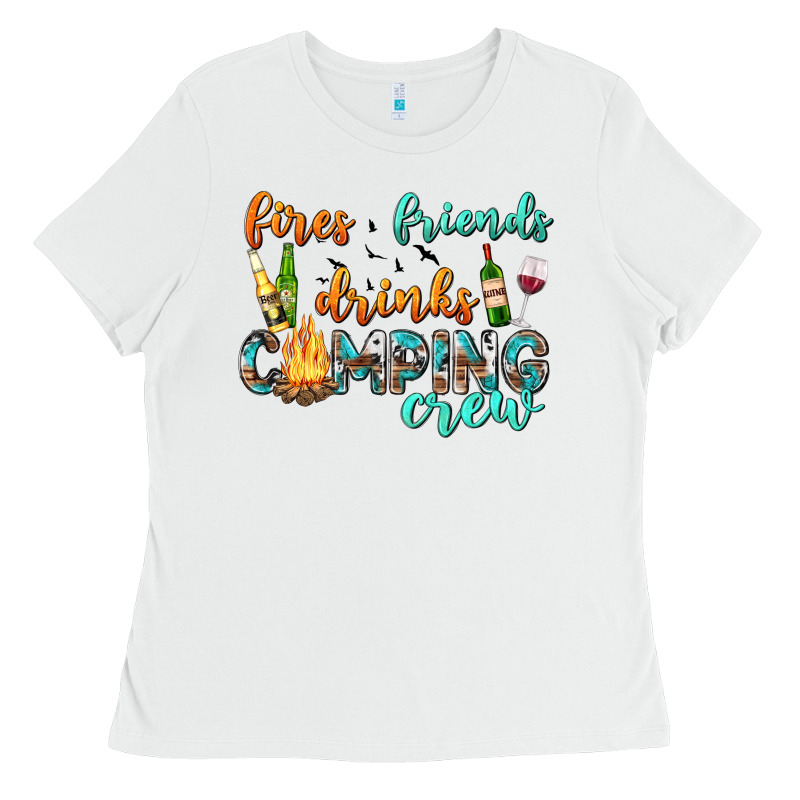 Fires Friends Drinks Camping Crew Ladies Tee by texasbilliewilder | Teevron