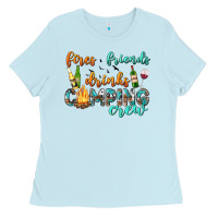 Baby Blue fires friends drinks camping crew Ladies Tee - texasbilliewilder