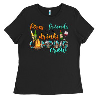 Black fires friends drinks camping crew Ladies Tee - texasbilliewilder
