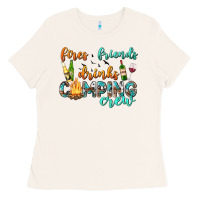 Fires Friends Drinks Camping Crew Ladies Tee | Teevron