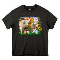 Asphalt Easter Farm Cows Bunny Ears And Eggs Heavy Core Tee - RanaPortraitStore