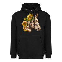 Black appaloosa horse with sunflowers Heavyweight Hoodie - LillyAllenDesigns