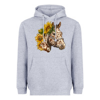 Heather Grey appaloosa horse with sunflowers Heavyweight Hoodie - LillyAllenDesigns