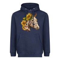 Navy appaloosa horse with sunflowers Heavyweight Hoodie - LillyAllenDesigns