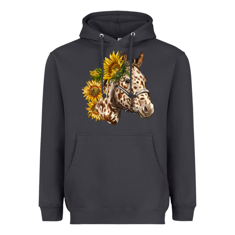 Appaloosa Horse With Sunflowers Heavyweight Hoodie by LillyAllenDesigns | Teevron