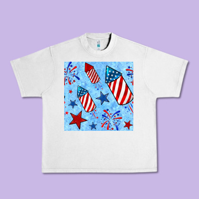 4th Of July Firecracker And Star Seamless  Pattern Urban Heavy Tee Designed By Bundleandbundleshop