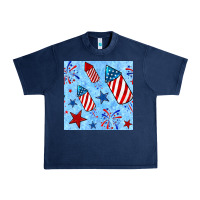 Navy 4th of july firecracker and star seamless  pattern Urban Heavy Tee - BundleAndBundleShop