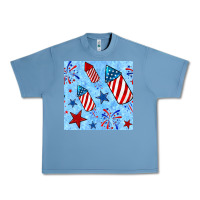 Pebble Blue 4th of july firecracker and star seamless  pattern Urban Heavy Tee - BundleAndBundleShop