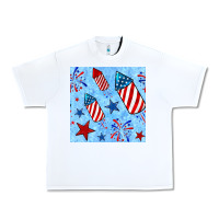 White 4th of july firecracker and star seamless  pattern Urban Heavy Tee - BundleAndBundleShop