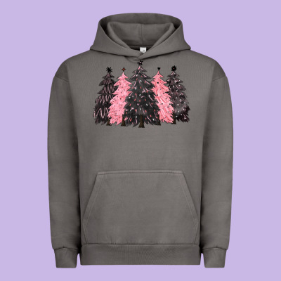 Pink Christmas Trees Urban Hoodie Designed By Cowgirlartshop