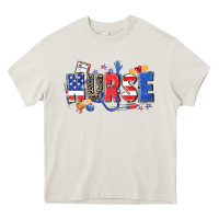 Cream American nurse Heavy Core Tee - Zillion Design Studio