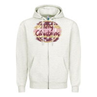 Oatmeal Heather merry christmas pink Zipper Hoodie - MaliasSmallBusiness