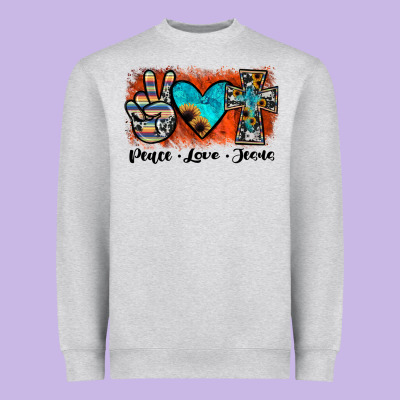 Peace Love Jesus Heavyweight Sweatshirt Designed By Jahusdesignshop