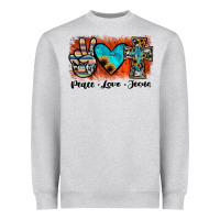 Heather Grey peace love jesus Heavyweight Sweatshirt - JahusDesignShop