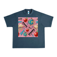 Midnight Navy Teacher Seamless Pattern Urban Heavy Tee - BundleAndBundleShop