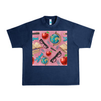 Navy Teacher Seamless Pattern Urban Heavy Tee - BundleAndBundleShop