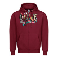 Burgundy love nurse Zipper Hoodie - NancyCooperArtShop