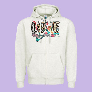 Love Nurse Zipper Hoodie Designed By Nancycooperartshop