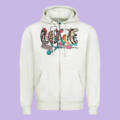Love Nurse Zipper Hoodie Designed By Nancycooperartshop