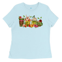 Baby Blue floral hustler coffee cups Ladies Tee - texasbilliewilder