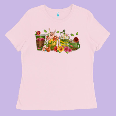 Ladies Tee floral hustler coffee cups