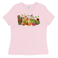 Bubblegum Pink floral hustler coffee cups Ladies Tee - texasbilliewilder