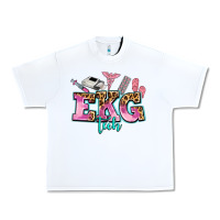 White ekg tech Urban Heavy Tee - AdoDesignShop