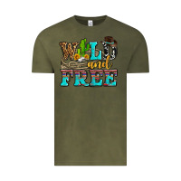 Vintage Olive wild and free with cactus Vintage Tee - AdoDesignShop