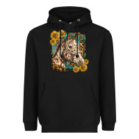 Black appaloosa horse with sunflowers and western background Heavyweight Hoodie - LillyAllenDesigns