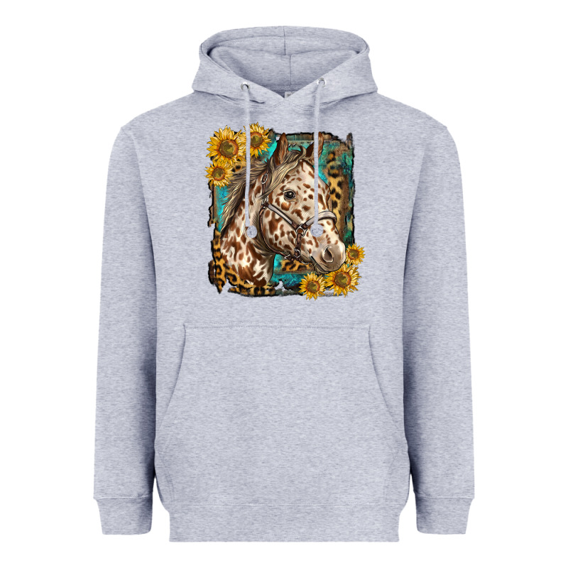 Appaloosa Horse With Sunflowers And Western Background Heavyweight Hoodie by LillyAllenDesigns | Teevron