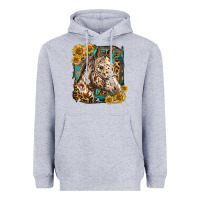 Heather Grey appaloosa horse with sunflowers and western background Heavyweight Hoodie - LillyAllenDesigns