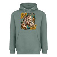 Sage appaloosa horse with sunflowers and western background Heavyweight Hoodie - LillyAllenDesigns