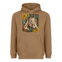 Toasted Coconut appaloosa horse with sunflowers and western background Heavyweight Hoodie - LillyAllenDesigns