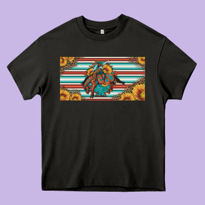 Bucking Bronco Aztec Shape License Plate Heavy Core Tee Designed By Artiststas