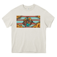 Cream bucking bronco aztec shape license plate Heavy Core Tee - Artiststas