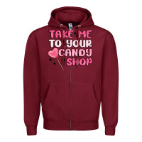 Burgundy take me to your candy shop Zipper Hoodie - MaliasSmallBusiness