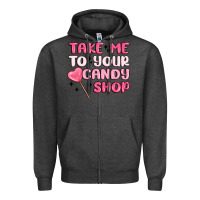 Charcoal Heather take me to your candy shop Zipper Hoodie - MaliasSmallBusiness