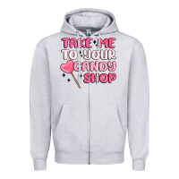 Heather Grey take me to your candy shop Zipper Hoodie - MaliasSmallBusiness