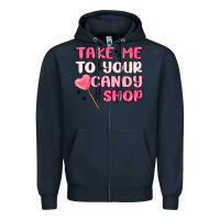 Navy take me to your candy shop Zipper Hoodie - MaliasSmallBusiness