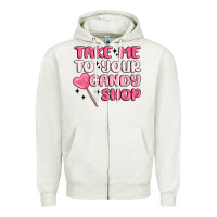 Oatmeal Heather take me to your candy shop Zipper Hoodie - MaliasSmallBusiness