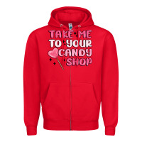 Red take me to your candy shop Zipper Hoodie - MaliasSmallBusiness