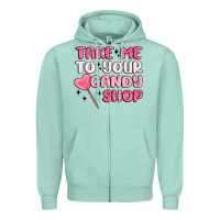 Seafoam take me to your candy shop Zipper Hoodie - MaliasSmallBusiness