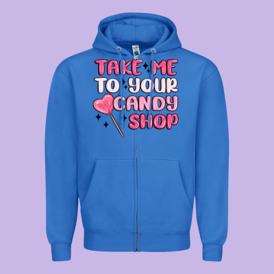 Take Me To Your Candy Shop Zipper Hoodie Designed By Maliassmallbusiness