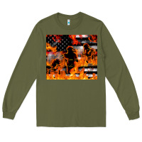 Army Green firefighter thin red lin Long Sleeve Tee - LillyAllenDesigns