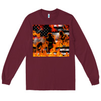 Burgundy firefighter thin red lin Long Sleeve Tee - LillyAllenDesigns